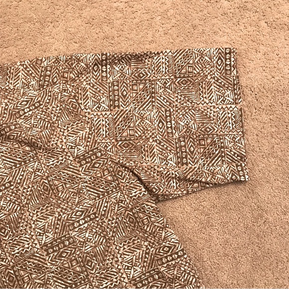 Cooke Street Honolulu Mens Short Sleeve Hawaiian Shirt Size Large Tan White - Picture 4 of 7